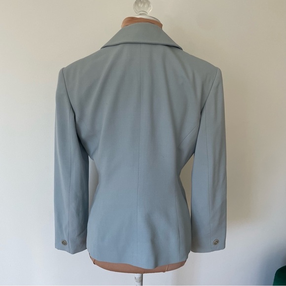 Ralph Lauren Collection Wool Baby Blue Double Breasted Faux Cuff Blazer Size 6 - Picture 6 of 11